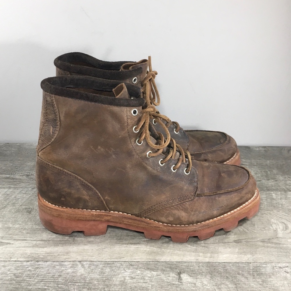 J.D. Fisk Combat Leather Hiking Backpacking Work Moc Toe Men’s Boots Size 11